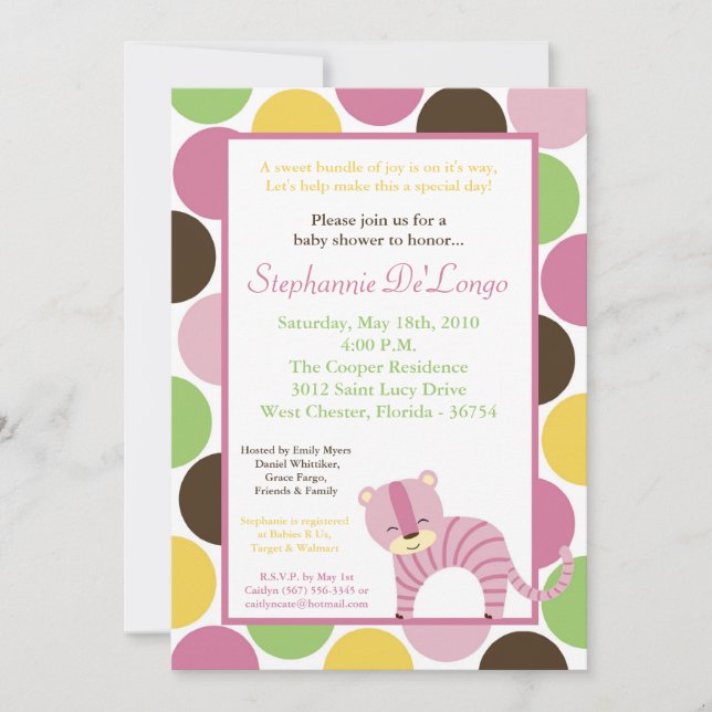 5x7 Jungle Queen Tiger Baby Shower Invitation (Front)