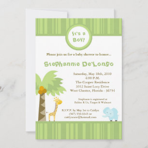 5x7 Jungle Safari Invitation Baby shower animal