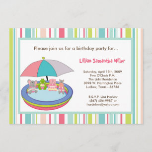 5x7 Jungle Safari Pool Birthday Party Invitation