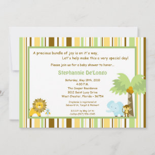 5x7 Jungle Safari Zoo Anima Baby Shower Invitation
