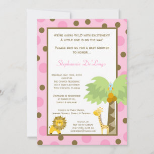 5x7 Jungle Safari Zoo Anima Baby Shower Invitation
