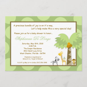 5x7 Jungle Safari Zoo Anima Baby Shower Invitation
