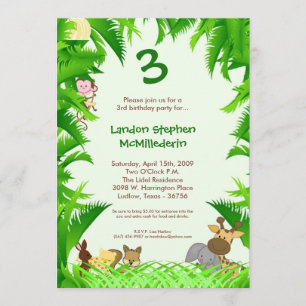 5x7 Jungle Safari Zoo Birthday Party Invitation