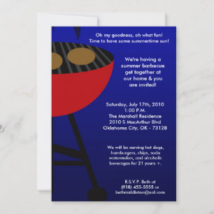 5x7 Kingof Grill Master Summer Barbecue Invitation