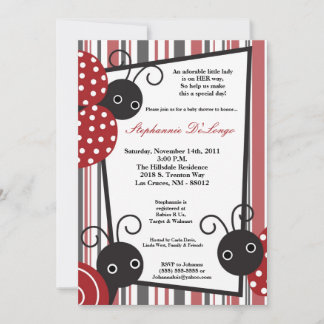 5x7 Lady Bug Spring Insect Baby Shower Invitation