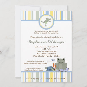 5x7 Leap Frog Turtle Bee Baby Shower Invitation
