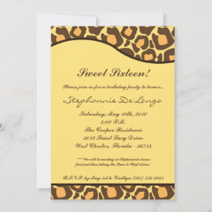 5x7 Leopard Print Sweet 16 Birthday Party Invite
