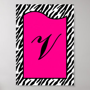 5x7 LETTRE Mur Art rose chaud Poster de animal Zèb