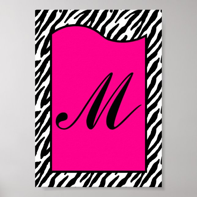 5x7 LETTRE Mur Art rose chaud Poster de animal Zèb (Devant)