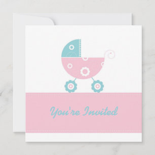 5x7 Light Pink Buggie Baby Shower Invitation