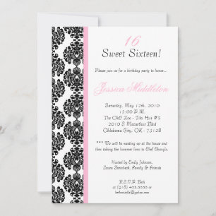 5x7 Light Pink Damask Invitation à la fête d'anniv