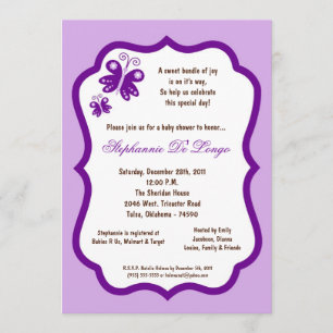 5x7 Light Purple Butterfly Baby Shower Invitation
