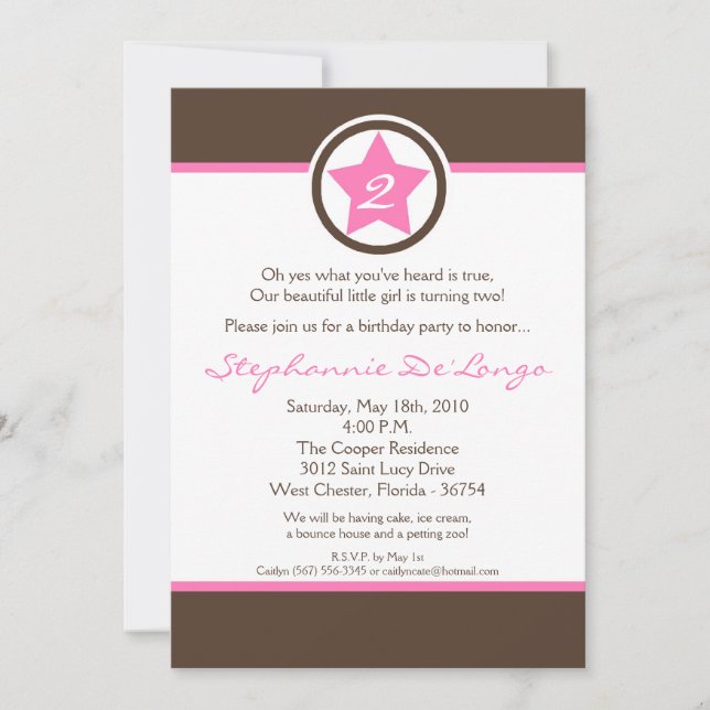 5x7 Light Rose Rock Star Invitation de fête d'anni (Devant)