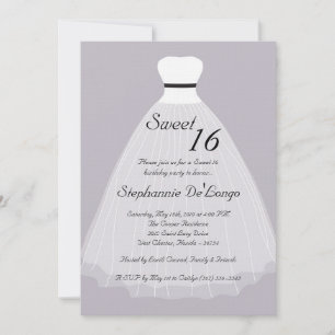 5x7 Lilac Dress Sweet 16 Birthday Invitation