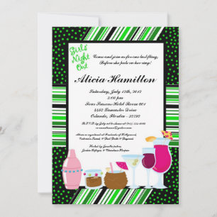 5x7 Lime Green Cocktails Bachelorette Invitation