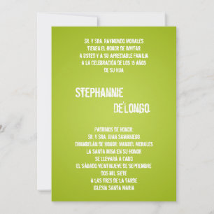 5x7 Lime Green DJ Turntable Quinceanera Invitation