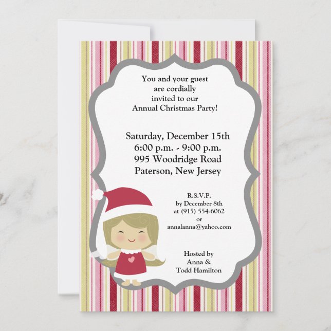 5x7 Little Christmas Angel Invitation (Front)