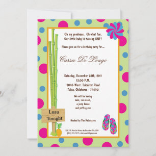 5x7 Luau Invitation de fête d'anniversaire