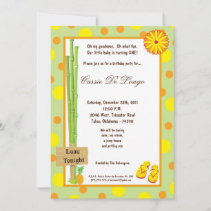 5x7 Luau Invitation de fête d'anniversaire