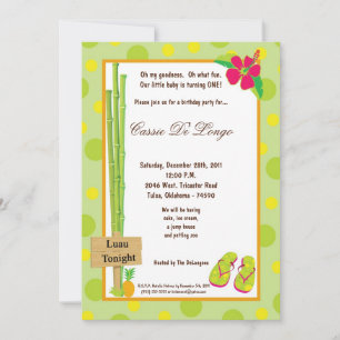 5x7 Luau Invitation de fête d'anniversaire