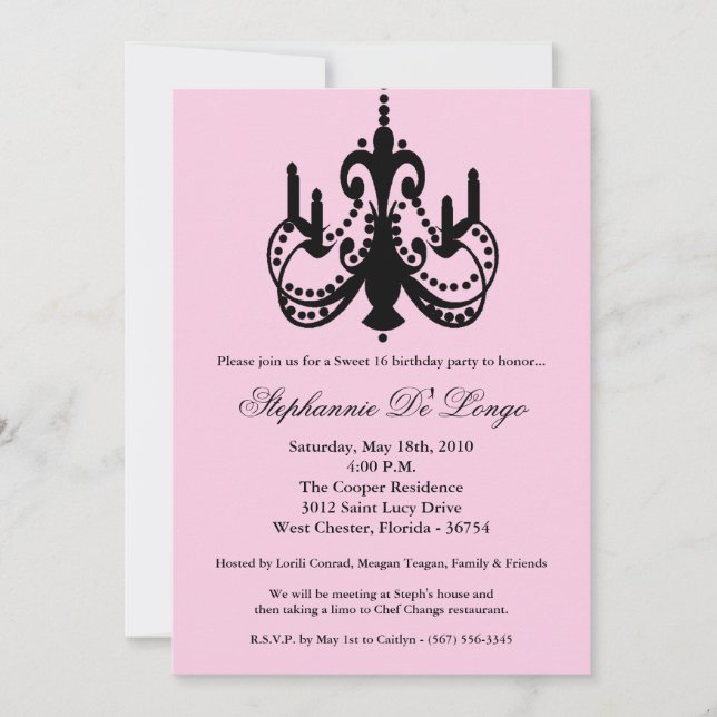 5x7 lustre doux 16 Anniversaire Partie Invitation (Devant)