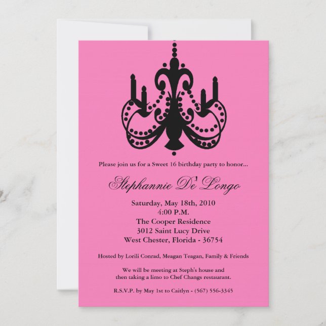 5x7 lustre doux 16 Anniversaire Partie Invitation (Devant)