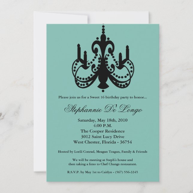 5x7 lustre doux 16 Anniversaire Partie Invitation (Devant)