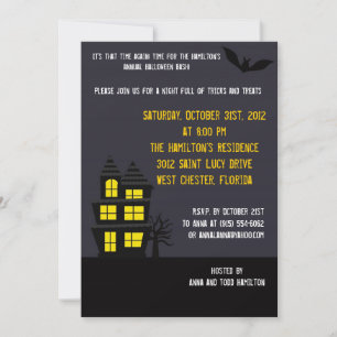 5x7 Maison hantée Halloween Invitation de fête d'H