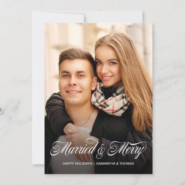 5x7 Marié et Joyeux Carte photo complet (Devant)
