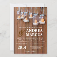 5x7 Mason Jar Candle Lights Nig Wedding Invitation