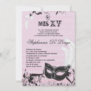 5x7 Masquerade Quinceanera Invitation Anniversaire