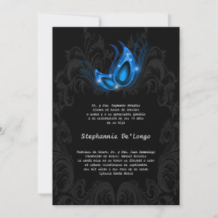 5x7 Masquerade Quinceanera Invitation Anniversaire