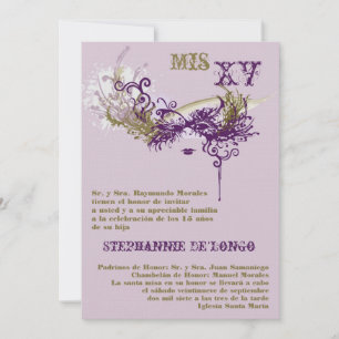 5x7 Masquerade Quinceanera Invitation Anniversaire