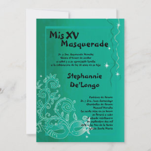 5x7 Masquerade Quinceanera Invitation Anniversaire