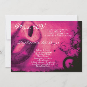 5x7 Masquerade Quinceanera Invitation Anniversaire