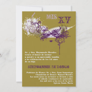 5x7 Masquerade Quinceanera Invitation Anniversaire