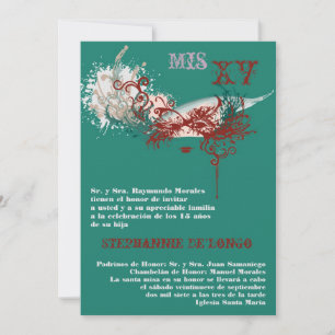 5x7 Masquerade Quinceanera Invitation Anniversaire