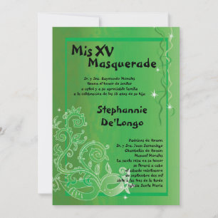 5x7 Masquerade Quinceanera Invitation Anniversaire