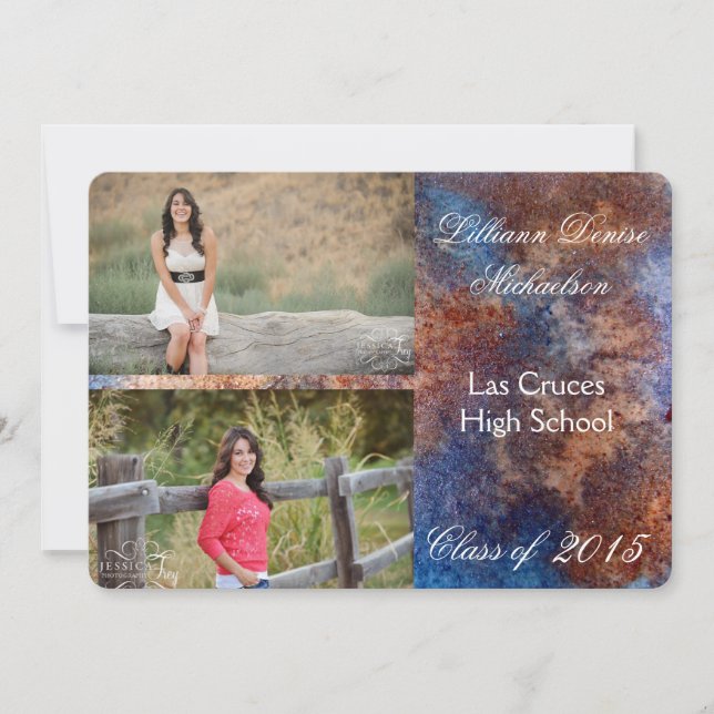 5x7 Métal rouillé Vieux acier Gru Faire-part princ (Devant)