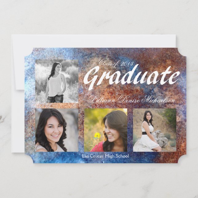 5x7 Métal rouillé Vieux acier Gru Faire-part princ (Devant)