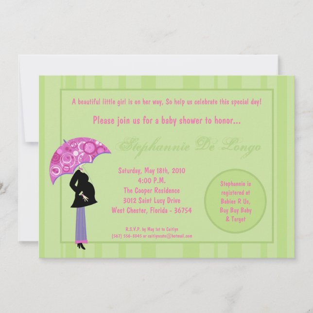 5x7 Modern Mod Mom Shopping Baby Shower Invitation (Front)