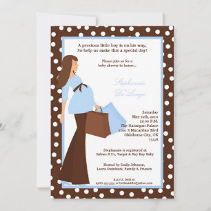 5x7 Modern Mod Mom Shopping Baby Shower Invitation