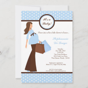 5x7 Modern Mod Mom Shopping Baby Shower Invitation