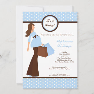 5x7 Modern Mod Mom Shopping Baby Shower Invitation