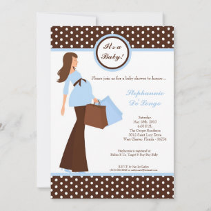 5x7 Modern Mod Mom Shopping Baby Shower Invitation