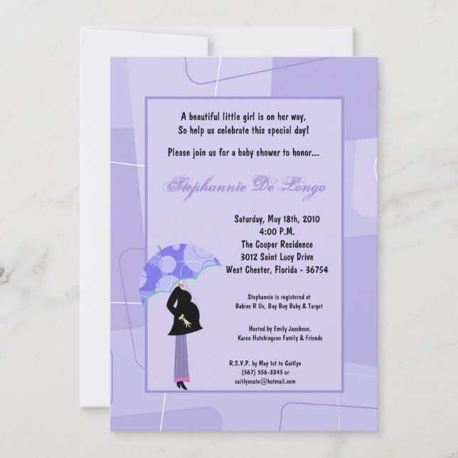 5x7 Modern Mod Mom Shopping Baby Shower Invitation (Front)