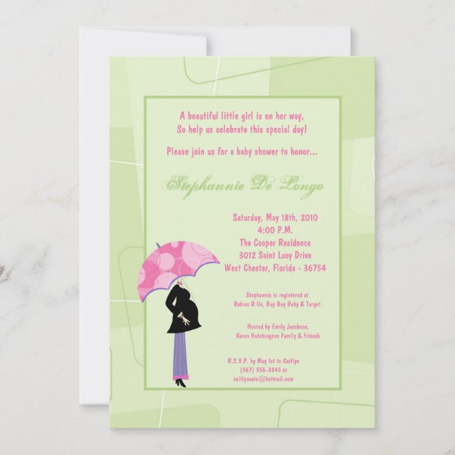 5x7 Modern Mod Mom Shopping Baby Shower Invitation (Front)