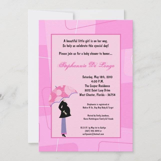 5x7 Modern Mod Mom Shopping Baby Shower Invitation (Front)