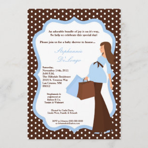 5x7 Modern Mod Mom Shopping Baby Shower Invitation