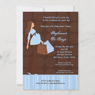 5x7 Modern Mod Mom Shopping Baby Shower Invitation